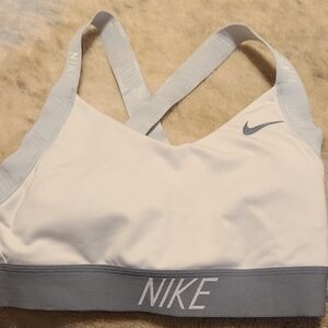 Nike Women's White and Gray Crossback Sports Bra